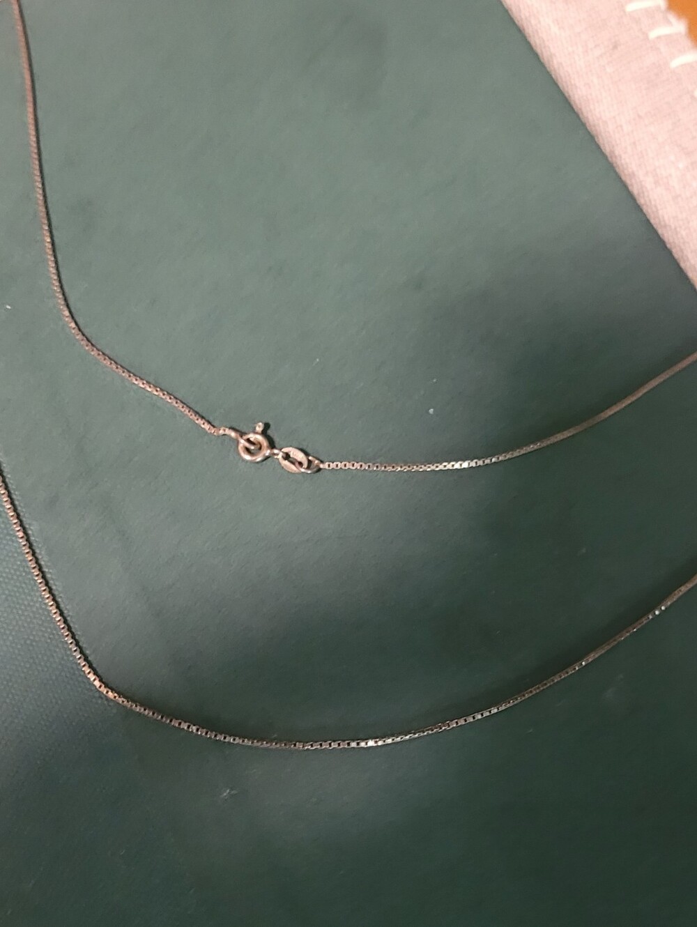 Stamped 925 Delicate Silver Box Chain Necklace
